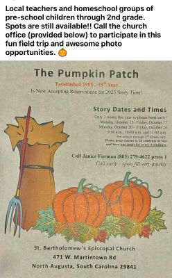 St. Bartholomew's Pumpkin Patch Story Time Logo